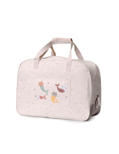 Bolso de Playa con Rejilla Mermaid Cats Personalizable