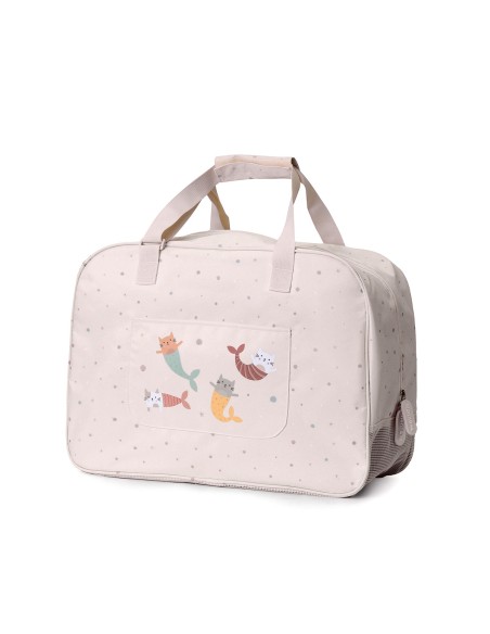 Bolso de Playa con Rejilla Mermaid Cats Personalizable