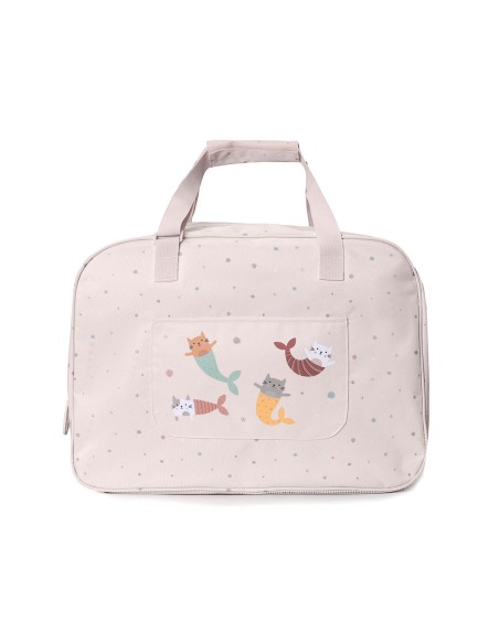 Bolso de Playa con Rejilla Mermaid Cats Personalizable