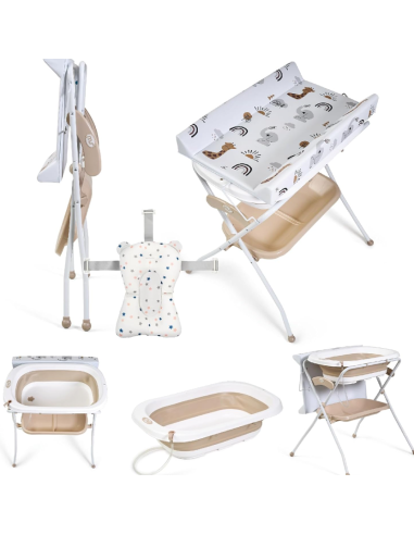 Cambiador con bañera plegable Zoe Beige