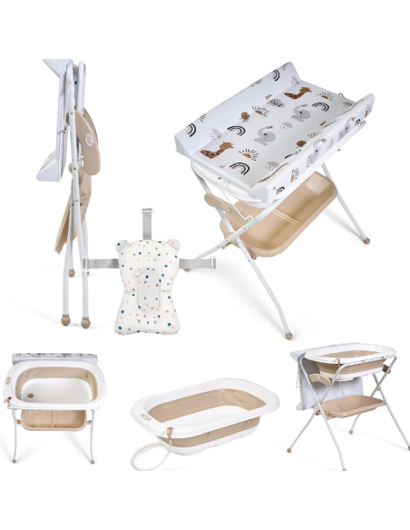 Cambiador con bañera plegable Zoe Beige