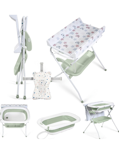 Cambiador con bañera plegable Zoe Verde