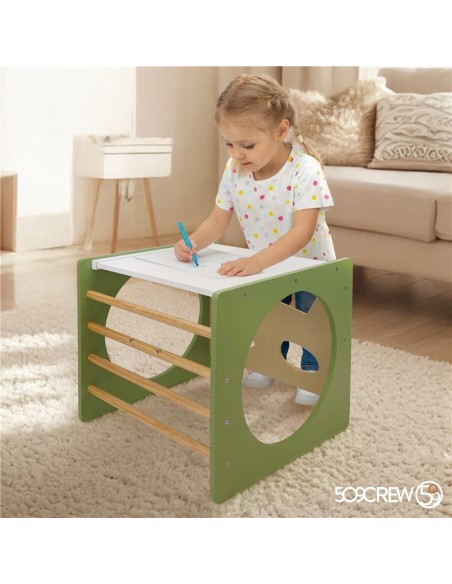 Cubo Escalada Montessori Verde/Madera