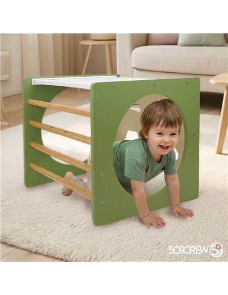 Cubo Escalada Montessori Verde/Madera