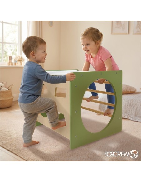 Cubo Escalada Montessori Verde/Madera