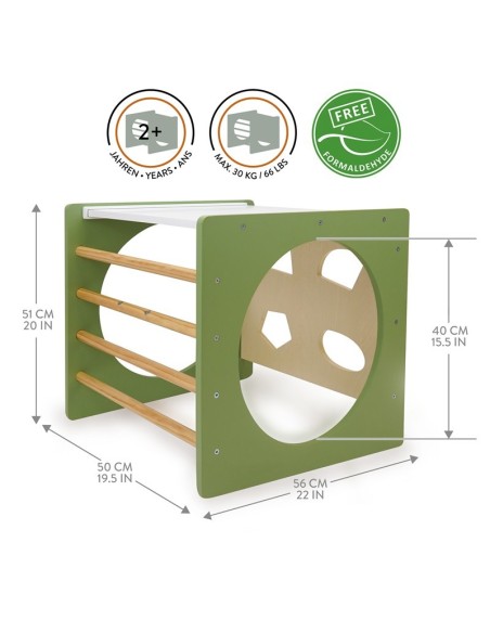 Cubo Escalada Montessori Verde/Madera