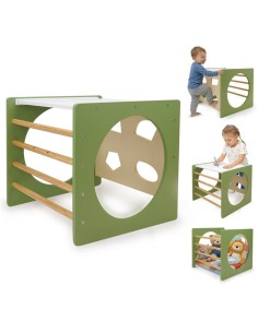 Cubo Escalada Montessori Verde/Madera