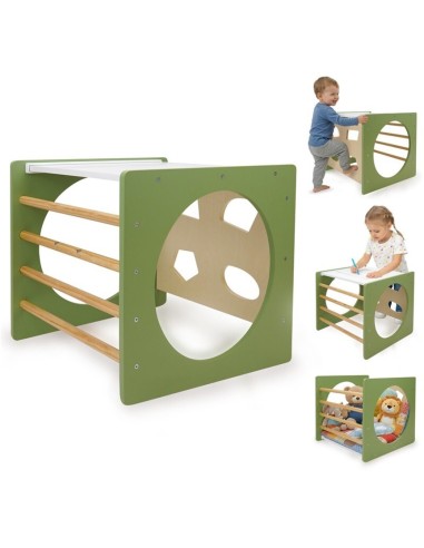 Cubo Escalada Montessori Verde/Madera