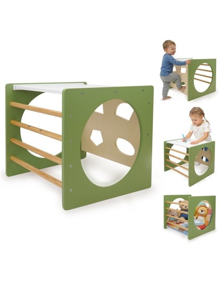 Cubo Escalada Montessori Verde/Madera