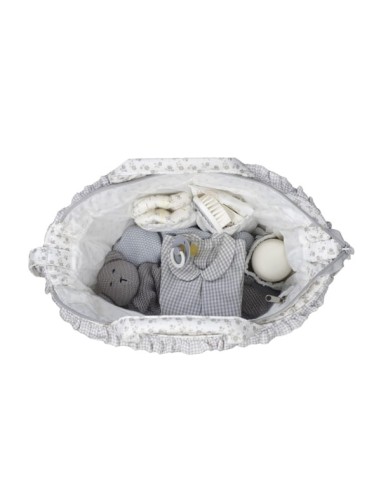 Bolso Canastilla Little Bloom Flor Gris
