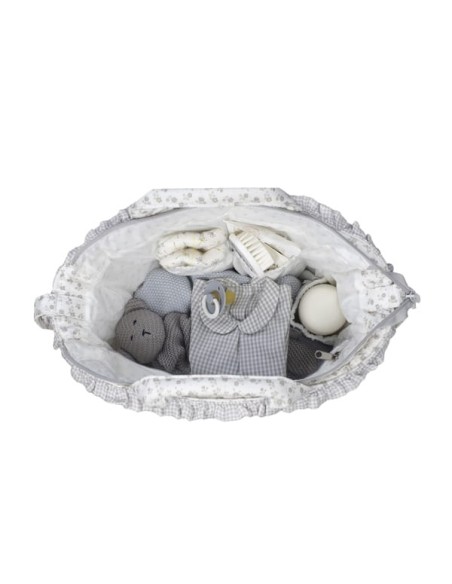 Bolso Canastilla Little Bloom Flor Gris