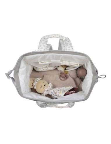 Mochila Little Bloom Flor Gris