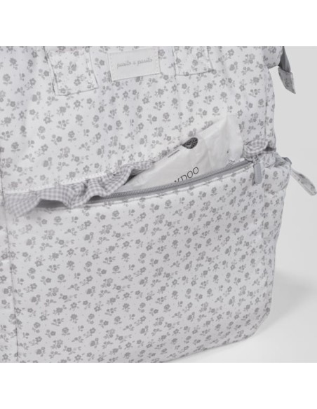Mochila Little Bloom Flor Gris