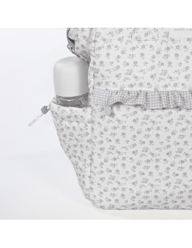 Mochila Little Bloom Flor Gris