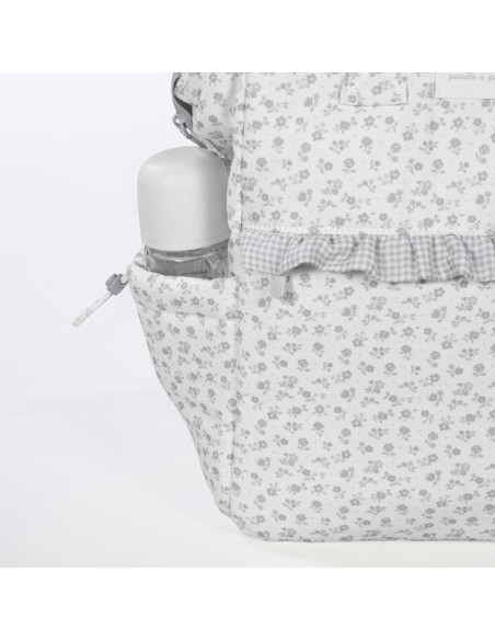 Mochila Little Bloom Flor Gris