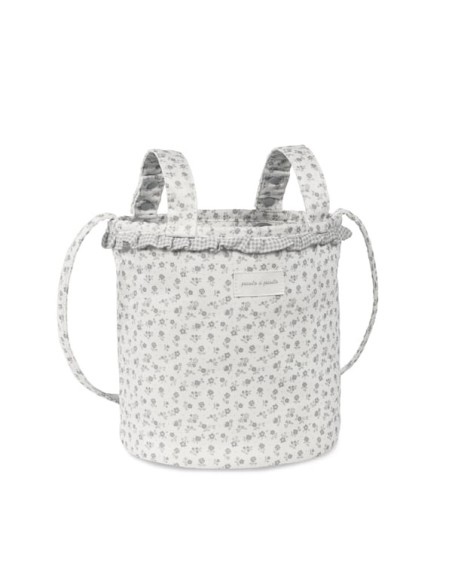 Bolso Bucket Little Bloom Flor Gris