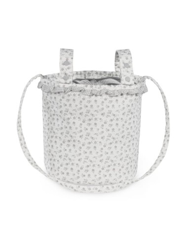 Bolso Bucket Little Bloom Flor Gris