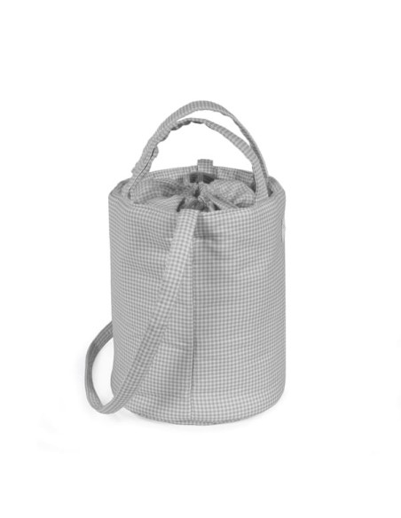 Bolso Bucket Little Bloom Vichy Gris