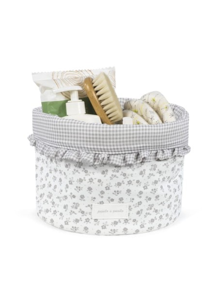 Cesta organizadora Little Boom Flor Gris