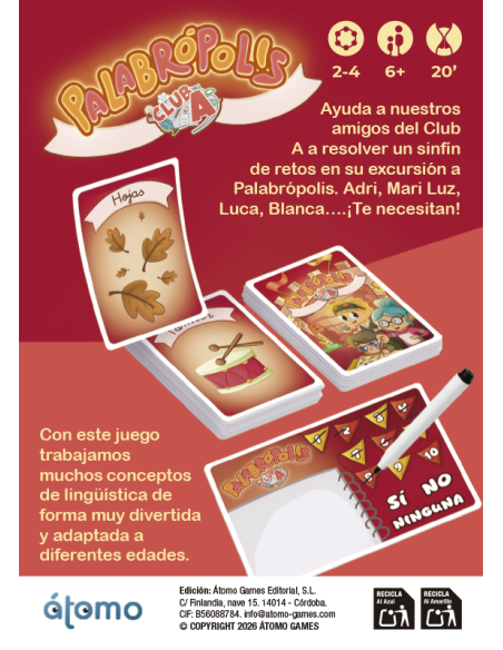 Juegos de mesa Palabrópolis Club A - Juego educativo de palabras