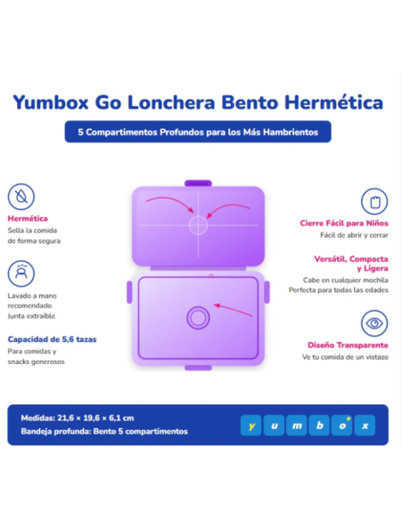Yumbox Go Fiambrera Bento 5 Compartimentos Hermética – Kyoto Purple