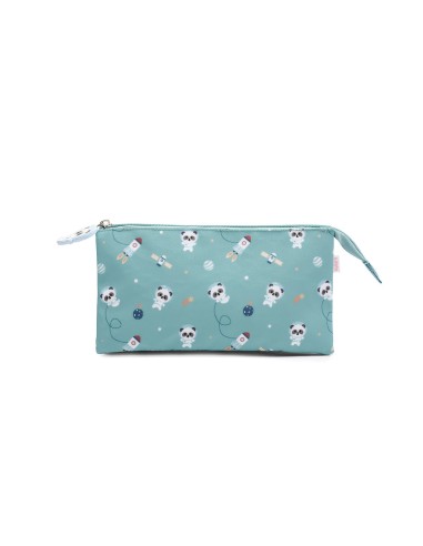 Estuche 3 Compartimentos Panda in Space Personalizable