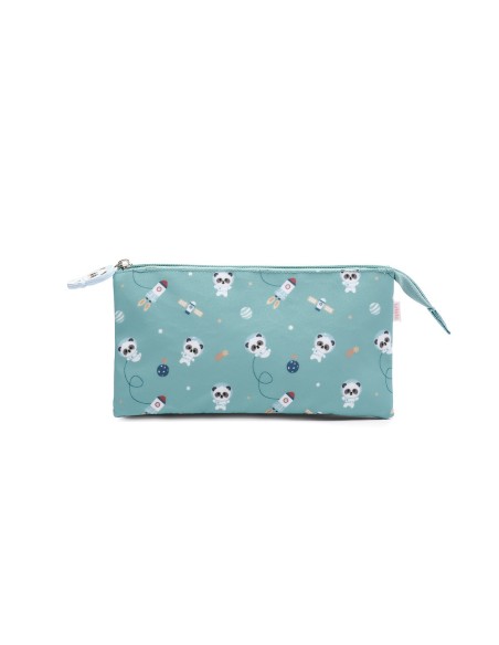 Estuche 3 Compartimentos Panda in Space Personalizable