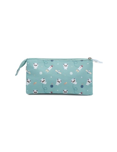 Estuche 3 Compartimentos Panda in Space Personalizable