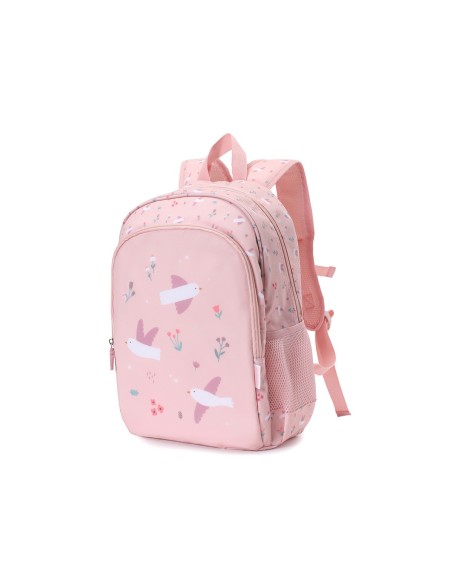 Mochila Mediana Blossom Birds  + Llavero Personalizable