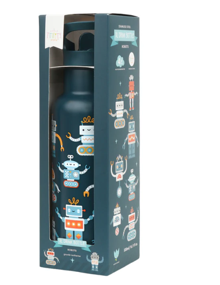 Botella Térmica Acero Robots  500ml A Little Lovely Company