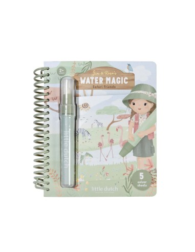 Libro Mágico Aqua para Colorear Rosa Safari Friends Little Dutch