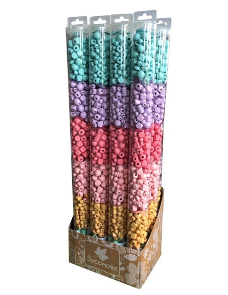 Tubo de cuentas de madera - Colores pastel