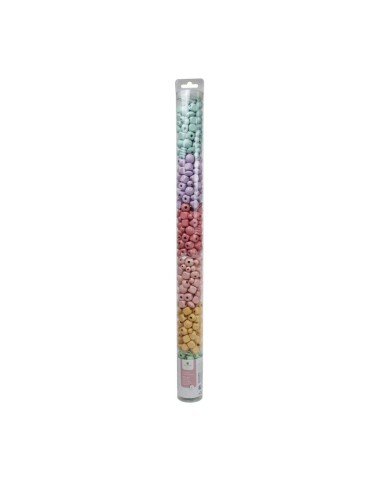 Tubo de cuentas de madera - Colores pastel