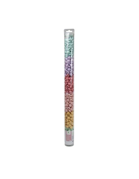 Tubo de cuentas de madera - Colores pastel