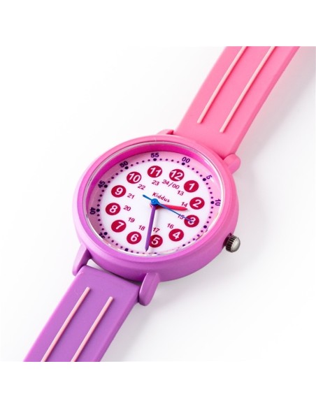 Reloj aprende la hora. Correa silicona. Color ROSA/PURPURA