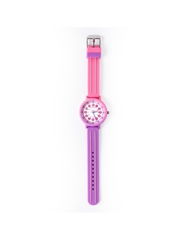 Reloj aprende la hora. Correa silicona. Color ROSA/PURPURA