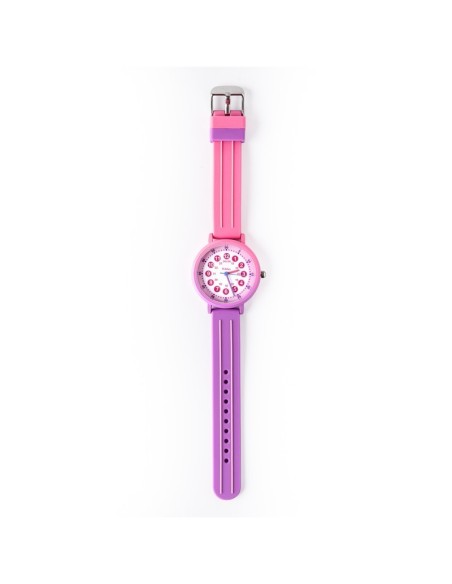 Reloj aprende la hora. Correa silicona. Color ROSA/PURPURA