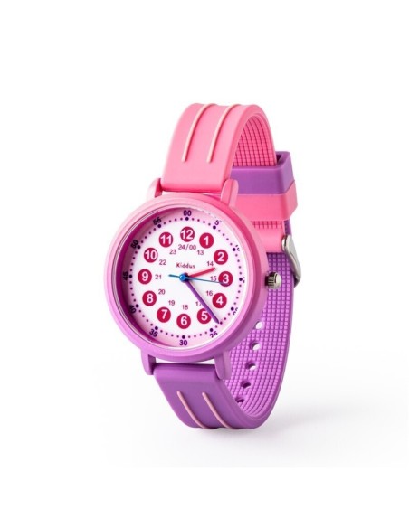 Reloj aprende la hora. Correa silicona. Color ROSA/PURPURA