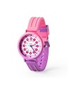 Reloj aprende la hora. Correa silicona. Color ROSA/PURPURA