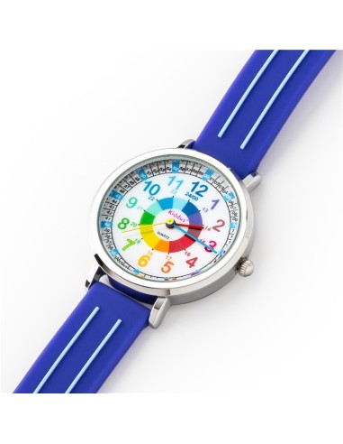 Reloj aprende la hora. Correa silicona. Color AZUL liso