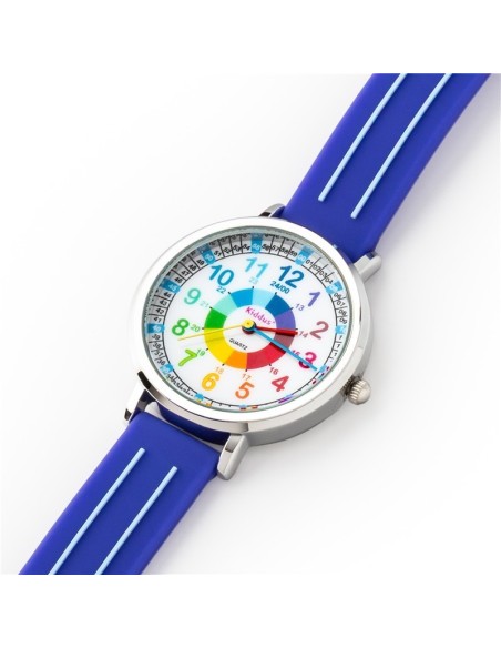 Reloj aprende la hora. Correa silicona. Color AZUL liso