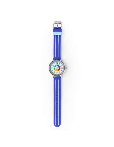 Reloj aprende la hora. Correa silicona. Color AZUL liso