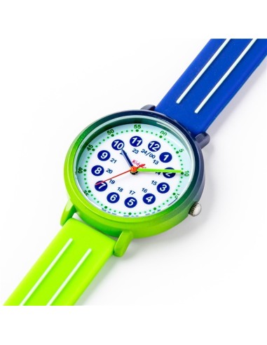 Reloj aprende la hora. Correa silicona. Color AZUL/VERDE