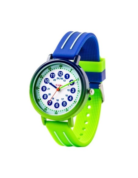 Reloj aprende la hora. Correa silicona. Color AZUL/VERDE