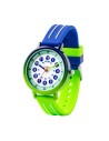 Reloj aprende la hora. Correa silicona. Color AZUL/VERDE