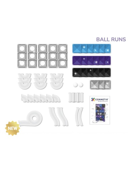 Pack Connetix Ball Run Galaxy con Luz 61 piezas