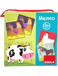 Goula - Memo: Loto Animales Granja, Juego Educativo de Memoria