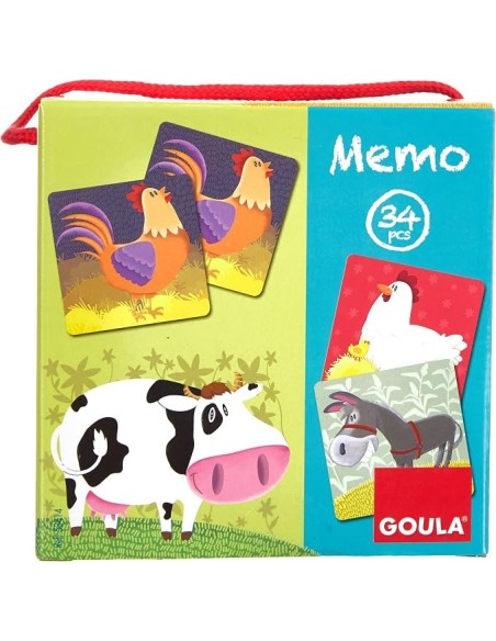 Goula - Memo: Loto Animales Granja, Juego Educativo de Memoria