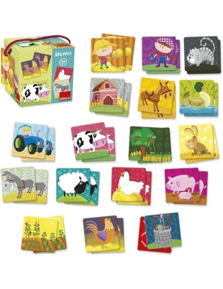 Goula - Memo: Loto Animales Granja, Juego Educativo de Memoria