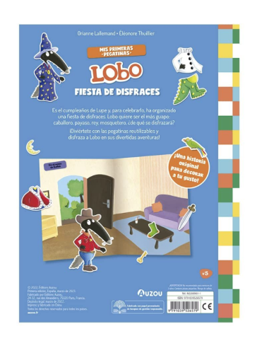 Libro de Pegatinas Reutilizables Lobo Disfraces